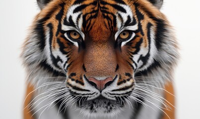 Realistic close-up portrait of a tiger showcasing its fierce expression and detailed fur