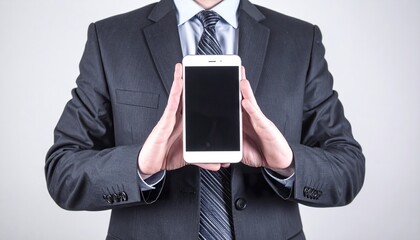 Professional presentation with modern smartphone device for connection and communication