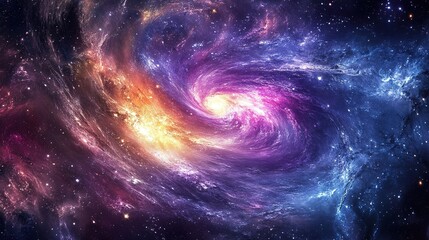 Colorful Spiral Galaxy In Space
