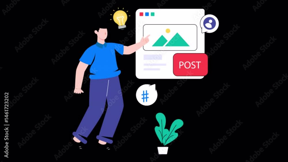 Poster post content motion graphic rendering with transparent alpha channel and 4k resolution
