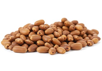 A pile of jackal jujube fruits isolated on a white background in a studio shot close up view