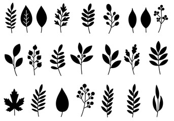 A Collection of Diverse Botanical Foliage Designs Featuring a Variety of Shapes Textures and Styles Representing the Beauty and Complexity of Nature's Greenery Perfect for Ornamental Purposes and Crea