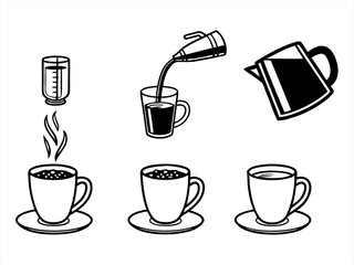 Mug Icon Set Sihouette Black Vector Bundle