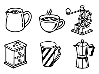 Mug Icon Set Sihouette Black Vector Bundle
