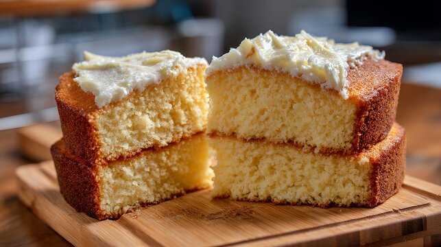 ふわふわパウンドケーキ 白いクリーム　Fluffy Pound Cake with White Frosting