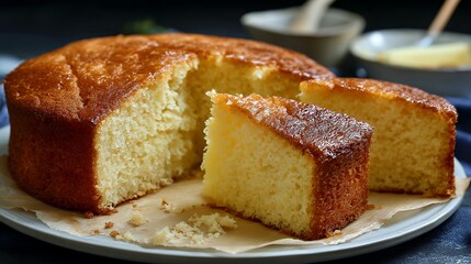ふわふわパウンドケーキ 白いクリーム　Fluffy Pound Cake with White Frosting