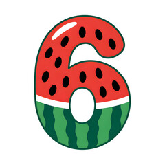 Obraz premium Watermelon letter 6 for summer fun