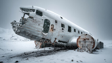 Obraz premium Decaying plane wreck in the snow