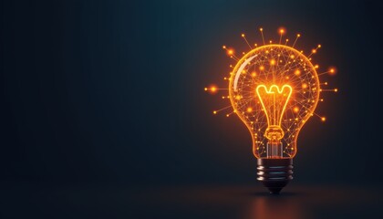 Illuminated Light Bulb Glowing with Sparks Representing Innovation and Creativity