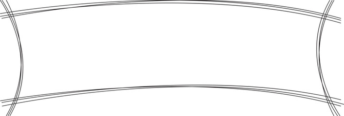 Minimal Curved Line Frame. Hand Drawn Outline Border for Elegant Invitations, Organic Packaging, Branding Design, Vintage Cards, Simple Stationery, Natural Cosmetic Labels and Monochrome Projects