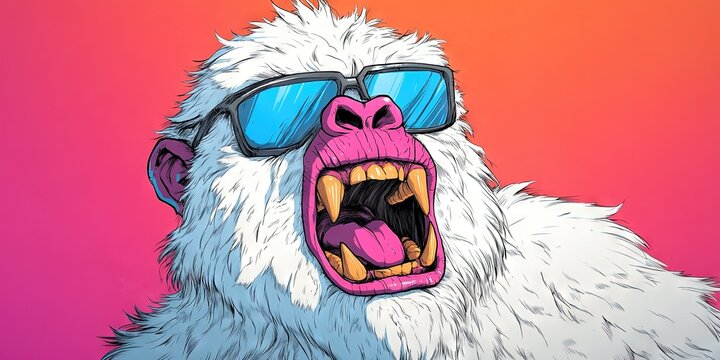 yeti the abominable snowman - a gorilla-like wild animal in the arctic with white fur