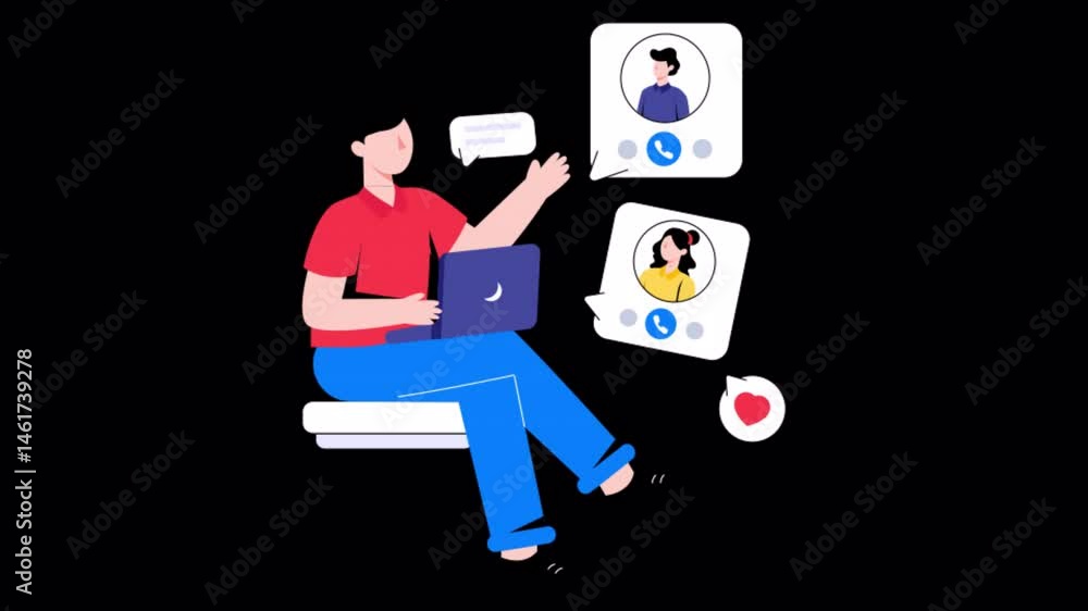 Poster group call motion graphic rendering with transparent alpha channel and 4k resolution