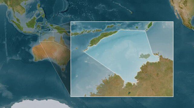 Timor Sea. Satellite map. Location