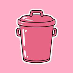 Pink Glossy Trash Can Cartoon Illustration