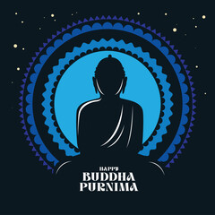 Calm Buddha illustration with soft glowing light.eps