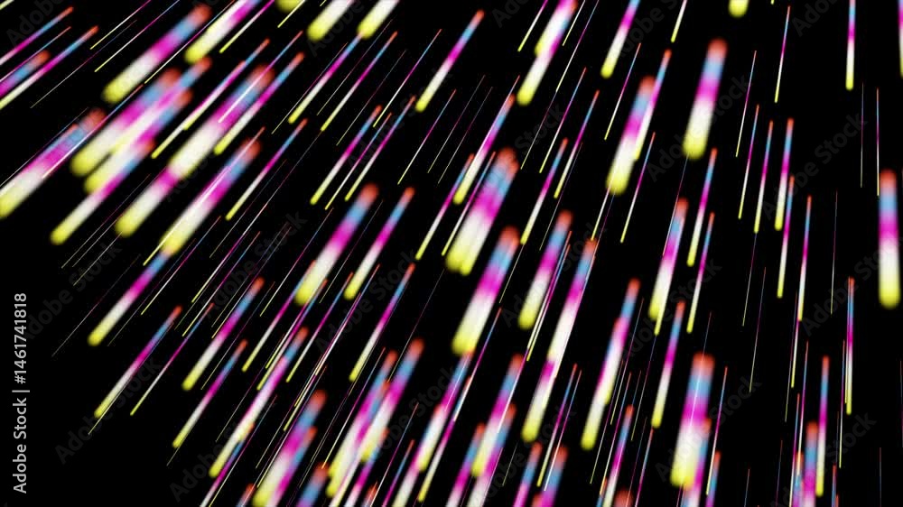 Poster futuristic video animation with glowing stripe objects in slow motion, 4096x2304 loop 4k