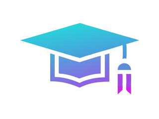 Academic achievement concept icon with graduation cap and pen. A simple, modern icon representing education and learning. 