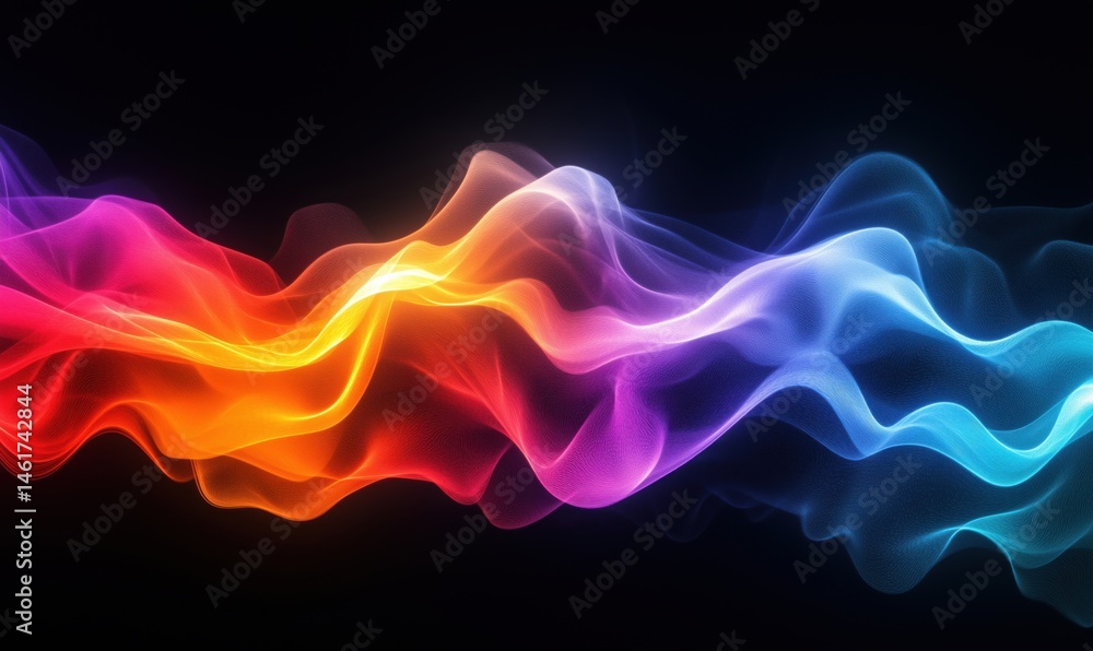 Poster colorful abstract wave patterns with vibrant gradients and smooth textures