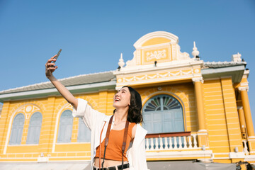 Tourist taking selfie in Bangkok