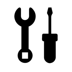 Wrench and screwdriver icon isolated on white