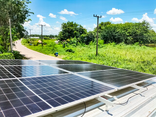 Installing solar panels on the roof to use as alternative energy for electricity.