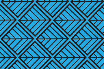 Seamless Geometric Abstract Pattern with Bold Diagonal Arrow Lines – Blue and Black Diamond Background Design