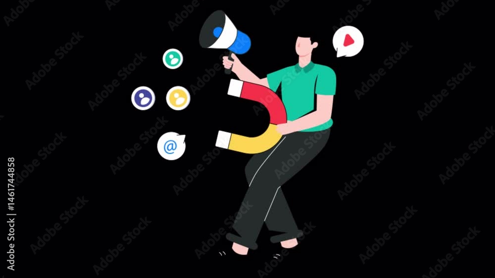 Poster inbound marketing motion graphic rendering with transparent alpha channel and 4k resolution
