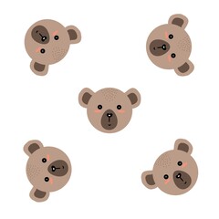 Cute Bear Faces Seamless Pattern