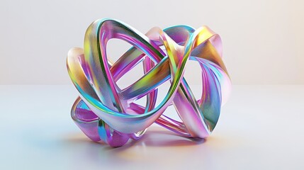 Interwoven iridescent flow, holographic curves for futuristic elegance