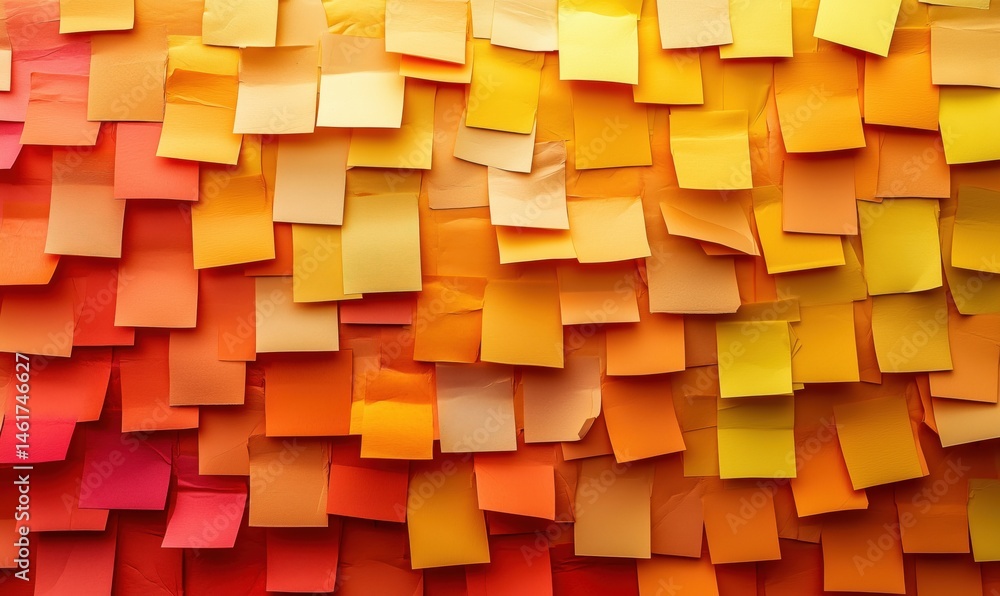 Aufkleber colorful sticky notes in gradient from red to yellow creating vibrant background texture