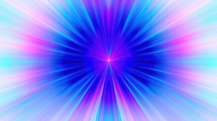 Vibrant radial burst of blue, pink, and white light
