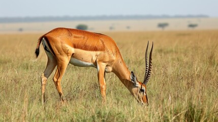 Fototapeta premium Kob grazing on the savanna.