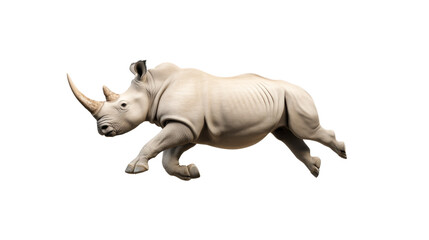 Fototapeta premium Realistic rhinoceros sculpture capturing motion with detailed horn and textured skin