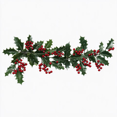 Sprig of holly with vibrant red berries for holiday decor Generative AI