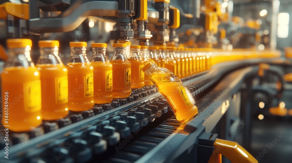 Poster automated juice bottling line in a factory (4)