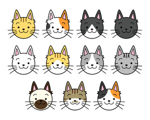 猫の顔(短毛)セット