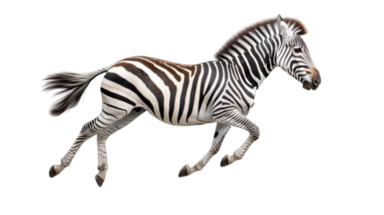 Graceful jumping zebra displaying unique black and white striped pattern in motion