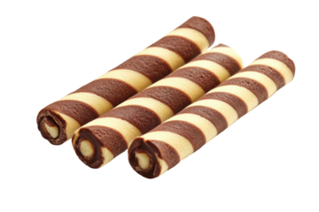 Milk Chocolate Striped Wafer  isolated on a transparent background