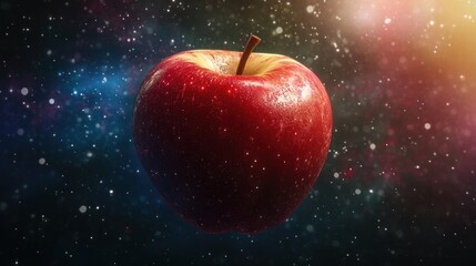 Red apple in outer space