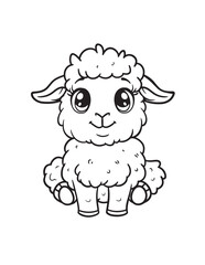 Big-Eyed Baby Sheep – Kawaii Spring Coloring Page