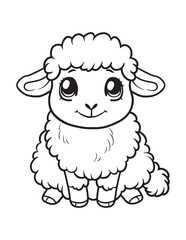 Big-Eyed Baby Sheep – Kawaii Spring Coloring Page