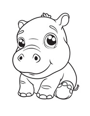 Cute Kawaii Hippo – Adorable Springtime Coloring Page for Kids