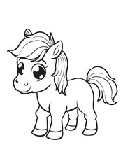 Happy Kawaii Pony – Cute Baby Horse Coloring Page for Spring