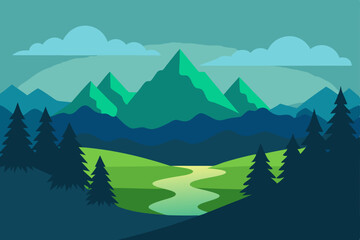 Fototapeta premium mountain landscape with trees