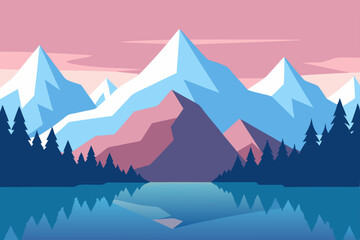 Fototapeta premium mountain landscape with lake and mountains