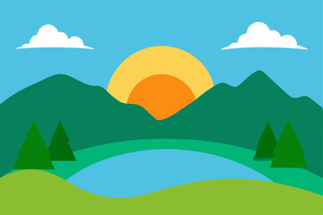 landscape with mountains and blue sky