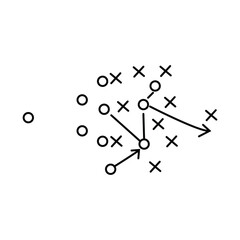 American football strategy diagram on chalkboard, vignette added