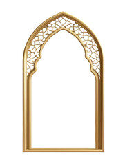 Fototapeta premium Elegant gold arch frame with intricate geometric pattern and unique architectural design