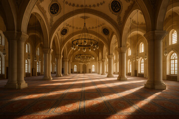 Mosque architecture interior islamic building design light prayer hall