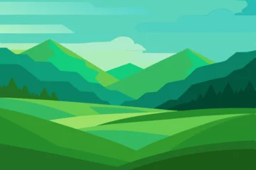 Fotobehang mountain landscape with mountains © kreshno